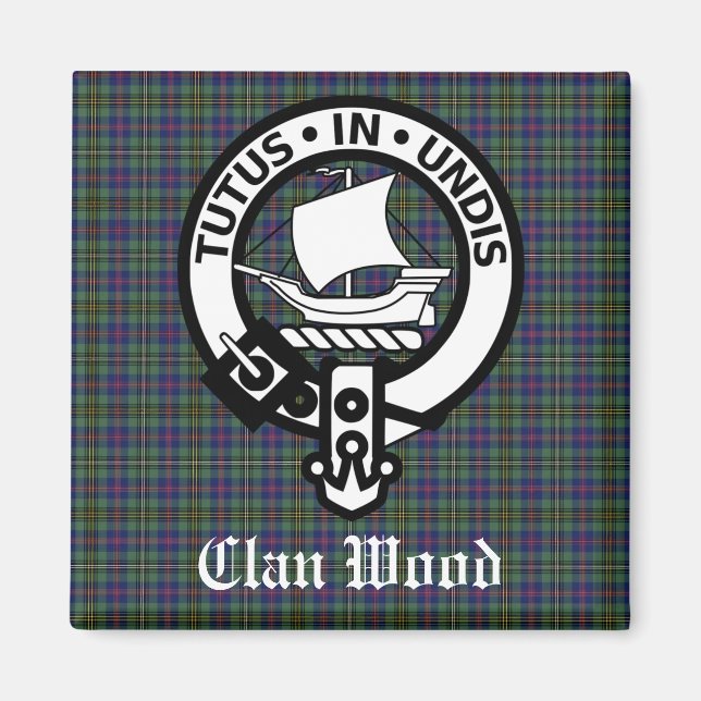 Imán Clan Wood Escudo y Tartán (Frente)