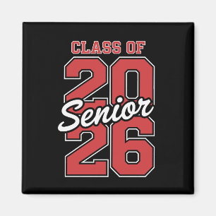 Imán Clase de 2026 Graduación de último año en rojo 26 