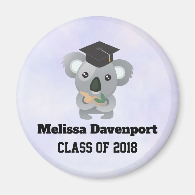 Imán Clase de 20xx Oso Cute Koala en el tapón de gradua (Frente)
