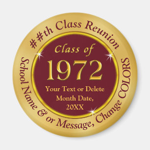 Imán Clase de 72 Reunión, recuerdos personalizados bar