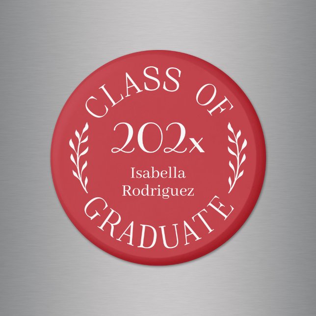 Imán Clase de Año Graduado Nombre Tipografía Rojo (Class of Year Graduate Name Typography Red Magnet in situ)