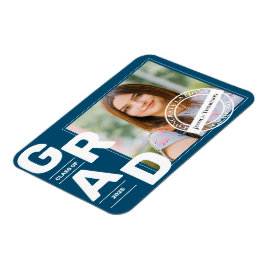 Imán Clase de Graduación de Foto de Blue Bold Font 2025