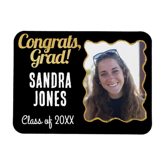 Imán Clase de Graduación Nombre personalizado Año Oro N (Horizontal)