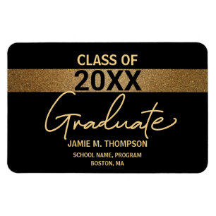 Imán Clase de invitación de graduados de oro negro de 2