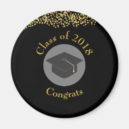 Imán Clase Faux Gold Confetti & Graduation Cap de 20xx
