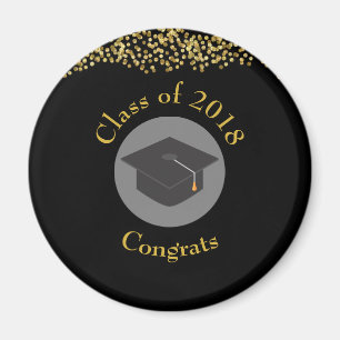 Imán Clase Faux Gold Confetti & Graduation Cap de 20xx