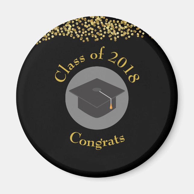Imán Clase Faux Gold Confetti & Graduation Cap de 20xx (Frente)