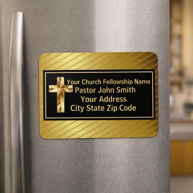 Imán Clase Pastoral de la Iglesia Oro y Negro  (The foil details are simulated in the artwork. No actual foil will be used in making this product.)
