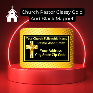 Imán Clase Pastoral de la Iglesia Oro y Negro 