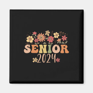 Imán Clase Retro Groovy Superior De 2024 Graduación De 