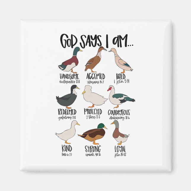 Imán Clases de pato Cristiano Dios dice que soy Biblia  (Frente)