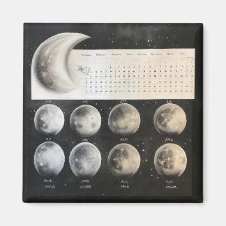 Imán Clásica Fases Lunares - Calendario Celestial Retro