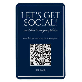 Imán Clásico código QR azul simple Redes sociales