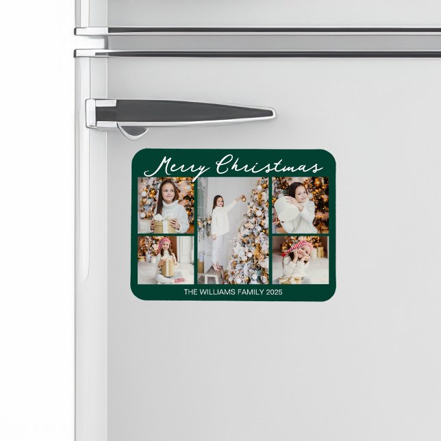 Imán Clásico Collage de Fotos de Navidad en Verde (Subido por el creador)