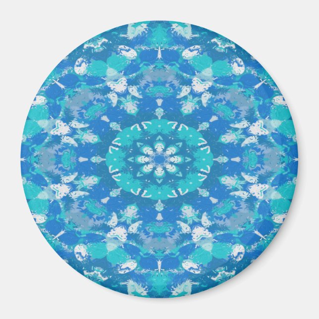 Imán Clásico copo de nieve azul turquesa (Frente)