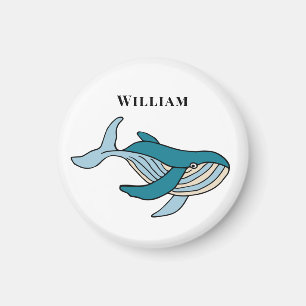 Imán Clásico de ballena para niños con nombre personali