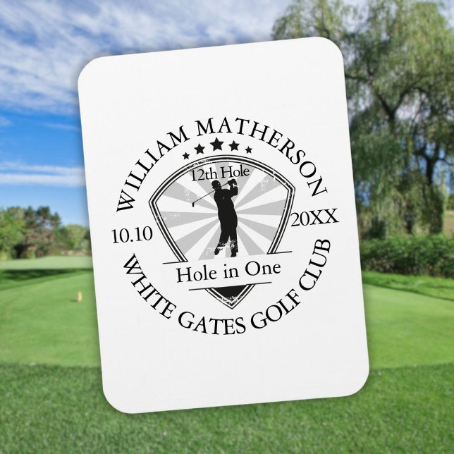 Imán Clásico de Golf Personalizado Hoyo en Uno (Hole in One Classic Personalized Golf Magnet)