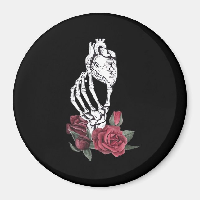 Imán Clásico de Mano del Corazón del Skeleton (Frente)