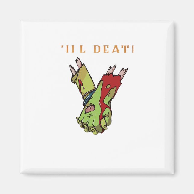 Imán Clásico de Pareja Zombi hasta que la Muerte nos Se (Frente)