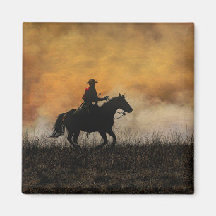 Imán clásico de vaquero y caballo