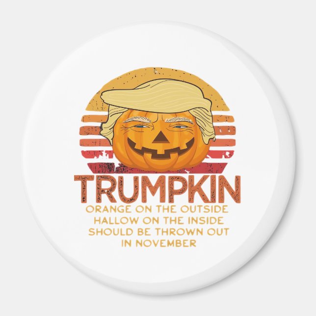 Imán Clásico divertido de Trumpkin Halloween - Calabaza (Frente)