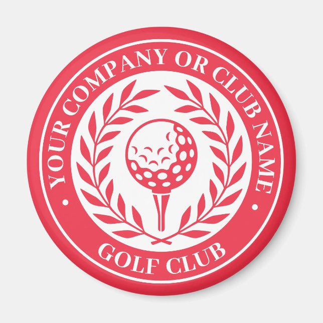 Imán Clásico Golf Personalizado Nombre Rojo (Frente)