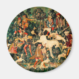 Imán Clásico medieval de Tapestries de Unicornio defien