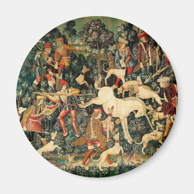 Imán Clásico medieval de Tapestries de Unicornio defien (Frente)