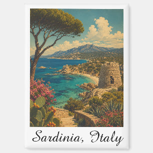 Imán Clásico Minimalista Cerdeña Italia Viaje Vintage 