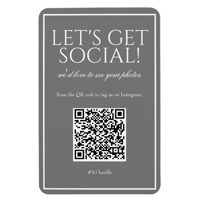 Imán Clásico Sencillo Gris QR Code Social Media Magnate (Vertical)