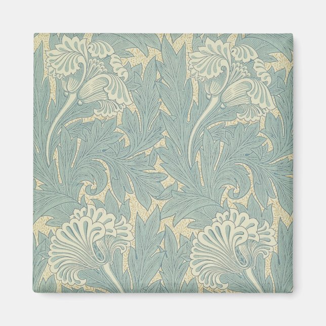 Imán Clásico Tulipán Azul Floral de William Morris (Frente)