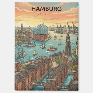 Imán Clásico Vintage Hamburgo Alemania Viajes