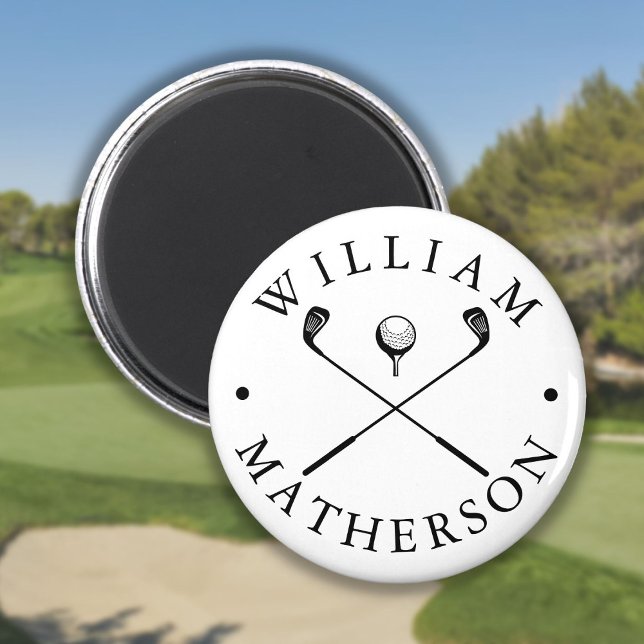 Imán Clásicos Clubes de Golf Nombre Personalizado Marca (Classic Golf Clubs Custom Name Golf Ball Marker Magnet)
