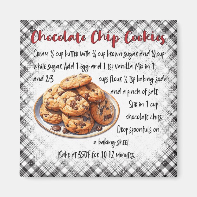 Imán Classic Chocolate Chip Cookie Recipe Kitchen Decor (Frente)