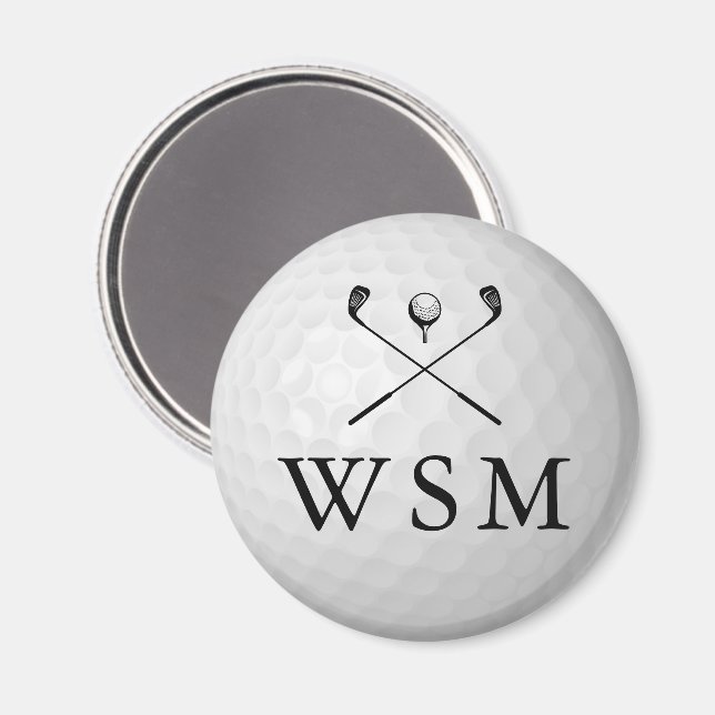 Imán Classic Personalized Monogram Golf Ball (Anverso/Reverso)