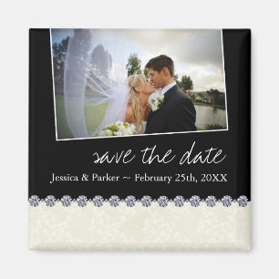 Imán Classy Black and White Save the Date