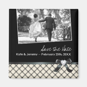Imán Classy Black and White Save the Date