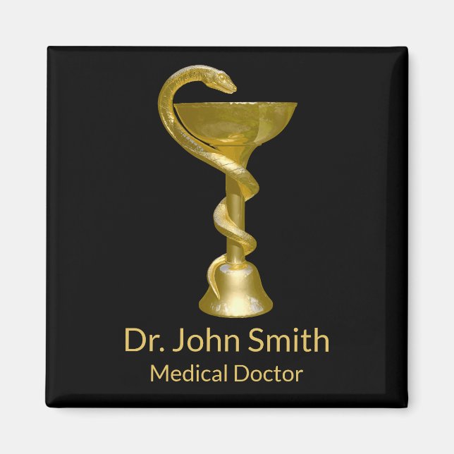 Imán Classy Medical Bowel Snake Hygieia Gold Caduceus (Frente)