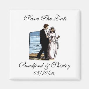 Imán Classy Save The Date Beach Wedding Destination Mag