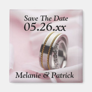 Imán Classy Save The Date Boda Rings Bands Foto Mag