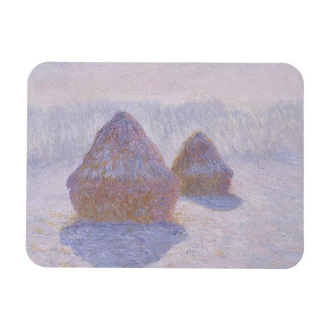 Imán Claude Monet | Efecto Haystacks de Nieve y Sol (Horizontal)