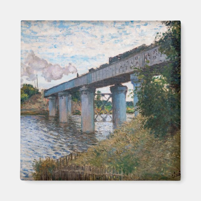 Imán Claude Monet - El puente ferroviario en Argenteuil (Frente)