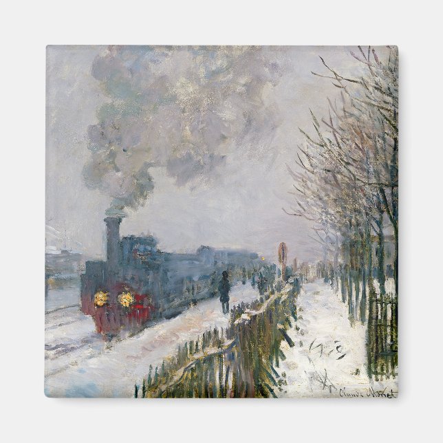 Imán Claude Monet - El tren en la nieve / La locomotora (Frente)