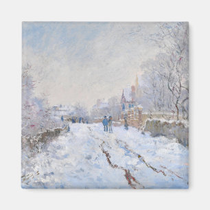 Imán Claude Monet - Escena de nieve en Argenteuil