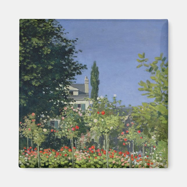 Imán Claude Monet | Jardín de flores en Sainte-Adresse (Frente)