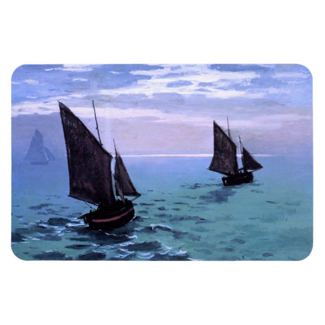 Imán Claude Monet: Los barcos pesqueros en camino (Horizontal)