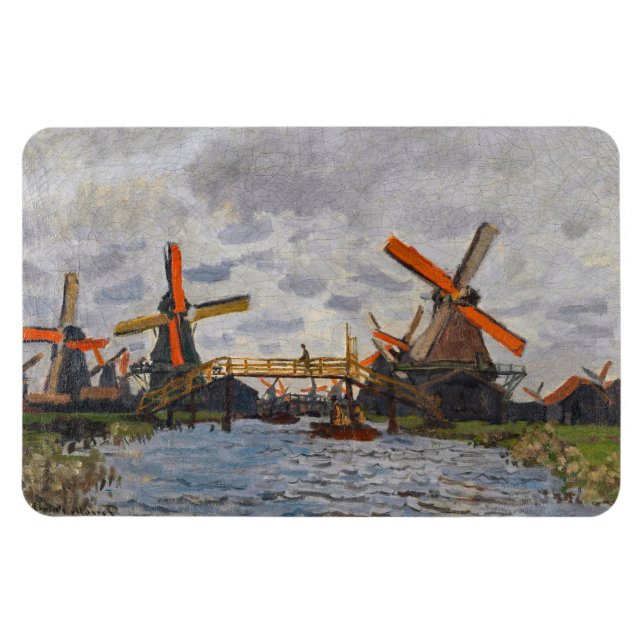 Imán Claude Monet - Molinos de viento cerca de Zaandam (Horizontal)