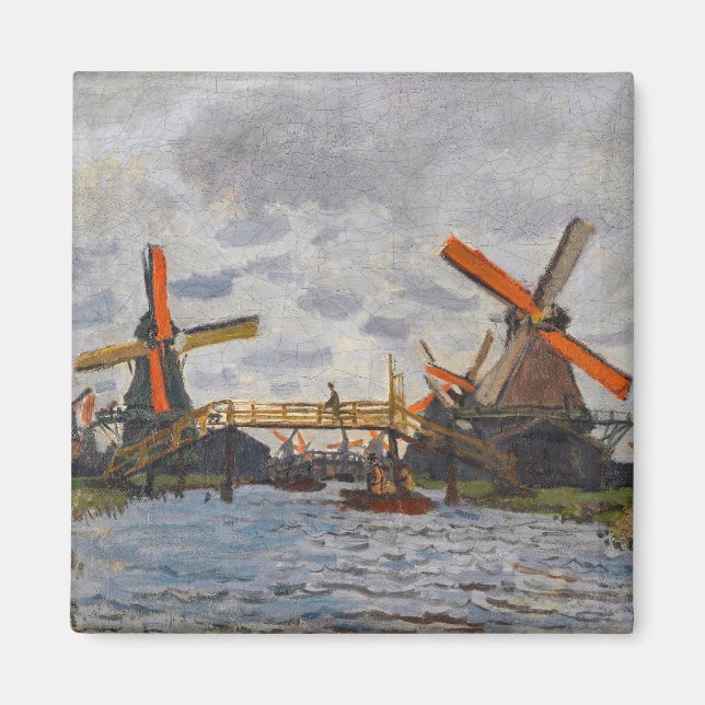 Imán Claude Monet - Molinos de viento cerca de Zaandam (Frente)