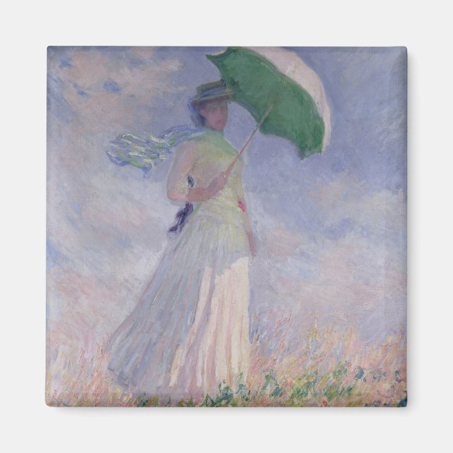 Imán Claude Monet | Mujer con parasol girado a la derec (Frente)