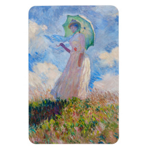Imán Claude Monet - Mujer con un parasol mirando a la i